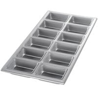 Chicago Metallic 45755 12 Compartment Glazed Aluminized Steel Mini-Loaf Specialty Pan - 3 7/8 inch x 2 1/2 inch x 1 5/16 inch Cavities