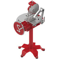 Sirman Anniversario 300 11307100N 12 inch Red Manual Prosciutto Slicer with Flywheel and Stand