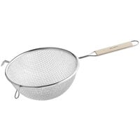 Vollrath 7 3/4 inch Double Medium Mesh Wire Strainer with 6 1/2 inch Wood Handle 47198