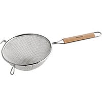 Vollrath 6 1/4 inch Double Mesh Fine Wire Strainer with 6 inch Wood Handle 47191
