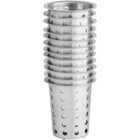 Choice Bulk Pack Perforated Stainless Steel Flatware Holder Cylinders - 12/Pack