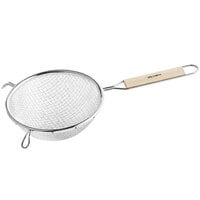 Vollrath 6 1/4 inch Double Medium Mesh Wire Strainer with 6 inch Wood Handle 47197