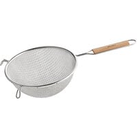Vollrath 7 3/4 inch Double Mesh Fine Wire Strainer with 6 1/2 inch Wood Handle 47192