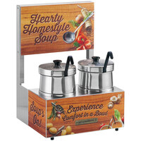 Server 87710 Double 5 Qt. Soup Warmer with Hinged Lids, Header Board and Decorative Sides - 120V, 1000W