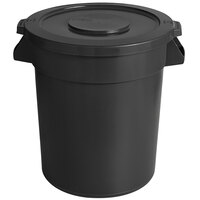 20 Gallon / 320 Cup Black Round Ingredient Storage Bin with Lid