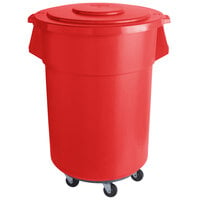55 Gallon / 880 Cup Red Mobile Ingredient Storage Bin with Lid