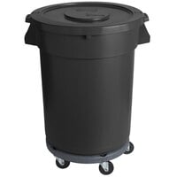 32 Gallon / 510 Cup Black Mobile Ingredient Storage Bin with Lid
