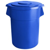 55 Gallon / 880 Cup Blue Round Ingredient Storage Bin with Lid