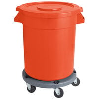 20 Gallon / 320 Cup Orange Mobile Ingredient Storage Bin with Lid