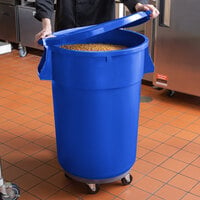 44 Gallon / 700 Cup Blue Mobile Ingredient Storage Bin with Lid