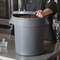 10 Gallon / 160 Cup Gray Round Ingredient Storage Bin with Lid