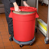 20 Gallon / 320 Cup Red Mobile Ingredient Storage Bin with Lid