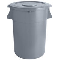 44 Gallon / 700 Cup Gray Round Ingredient Storage Bin with Lid