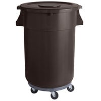 44 Gallon / 700 Cup Brown Mobile Ingredient Storage Bin with Lid