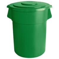 55 Gallon / 880 Cup Green Round Ingredient Storage Bin with Lid