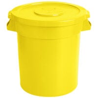 10 Gallon / 160 Cup Yellow Round Ingredient Storage Bin with Lid