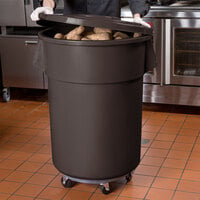 55 Gallon / 880 Cup Brown Mobile Ingredient Storage Bin with Lid