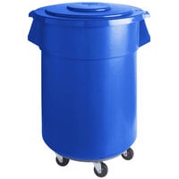 55 Gallon / 880 Cup Blue Mobile Ingredient Storage Bin with Lid