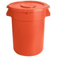 32 Gallon / 510 Cup Orange Round Ingredient Storage Bin with Lid