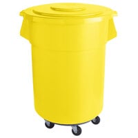 55 Gallon / 880 Cup Yellow Mobile Ingredient Storage Bin with Lid