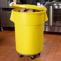 55 Gallon / 880 Cup Yellow Mobile Ingredient Storage Bin with Lid