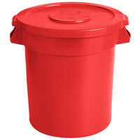 10 Gallon / 160 Cup Red Round Ingredient Storage Bin with Lid