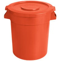 20 Gallon / 320 Cup Orange Round Ingredient Storage Bin with Lid