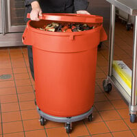 32 Gallon / 510 Cup Orange Mobile Ingredient Storage Bin with Lid