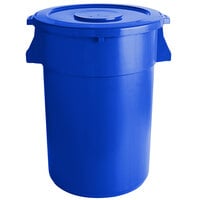 44 Gallon / 700 Cup Blue Round Ingredient Storage Bin with Lid