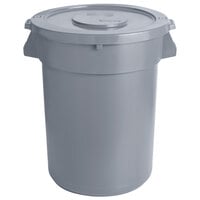 32 Gallon / 510 Cup Gray Round Ingredient Storage Bin with Lid