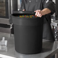 10 Gallon / 160 Cup Black Round Ingredient Storage Bin with Lid