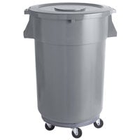 44 Gallon / 700 Cup Gray Mobile Ingredient Storage Bin with Lid