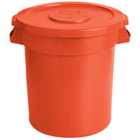10 Gallon / 160 Cup Orange Round Ingredient Storage Bin with Lid