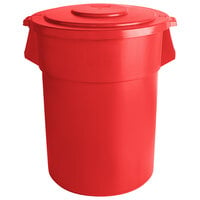 55 Gallon / 880 Cup Red Round Ingredient Storage Bin with Lid