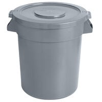 20 Gallon / 320 Cup Gray Round Ingredient Storage Bin with Lid