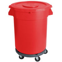 32 Gallon / 510 Cup Red Mobile Ingredient Storage Bin with Lid