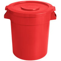 20 Gallon / 320 Cup Red Round Ingredient Storage Bin with Lid