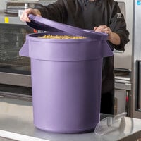 20 Gallon / 320 Cup Purple Round Ingredient Storage Bin with Lid