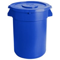 32 Gallon / 510 Cup Blue Round Ingredient Storage Bin with Lid