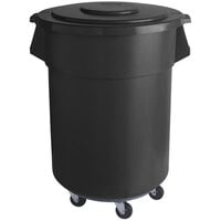 55 Gallon / 880 Cup Black Mobile Ingredient Storage Bin with Lid