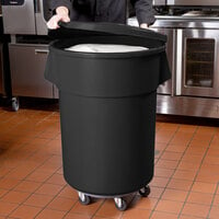 55 Gallon / 880 Cup Black Mobile Ingredient Storage Bin with Lid