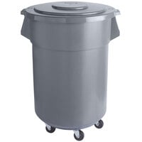 55 Gallon / 880 Cup Gray Mobile Ingredient Storage Bin with Lid