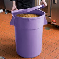 44 Gallon / 700 Cup Purple Round Ingredient Storage Bin with Lid
