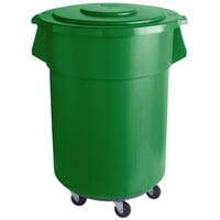55 Gallon / 880 Cup Green Mobile Ingredient Storage Bin with Lid