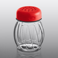 Tablecraft 6 oz. Clear Tritan Plastic Swirl Shaker with Red Perforated Top - 12/Case