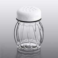 Tablecraft 6 oz. Clear Tritan Plastic Swirl Shaker with White Perforated Top - 12/Case