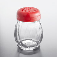 Tablecraft 6 oz. Glass Swirl Shaker with Red Perforated Top - 12/Case