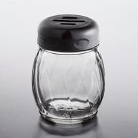Tablecraft 6 oz. Glass Swirl Shaker with Black Slotted Top - 12/Case