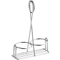 Tablecraft Round Chrome Plated Steel Salt and Pepper Shaker Rack - 5 1/4 inch x 2 3/8 inch x 8 inch