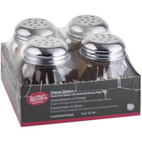 Tablecraft 6 oz. Clear Tritan Plastic Swirl Shaker with Stainless Steel Perforated Top - 4/Pack